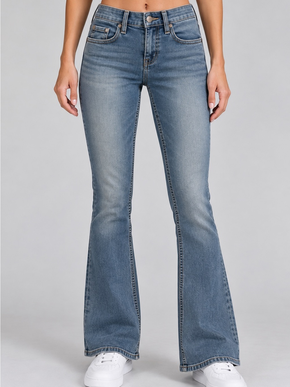 Stitch’s Chekore Jeans Women’s 25 Low Rise Bootcut Flare Blue Denim Y2K
